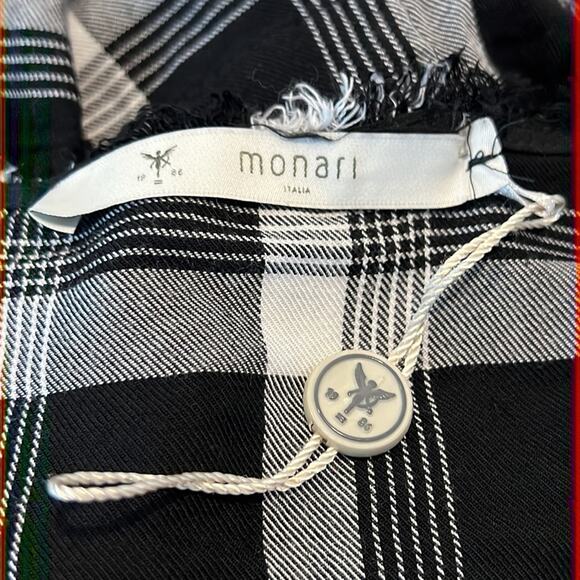 NWOT Monari Italia Raw Hem Ruffle Plaid Shirt Size 10 - Picture 6 of 7